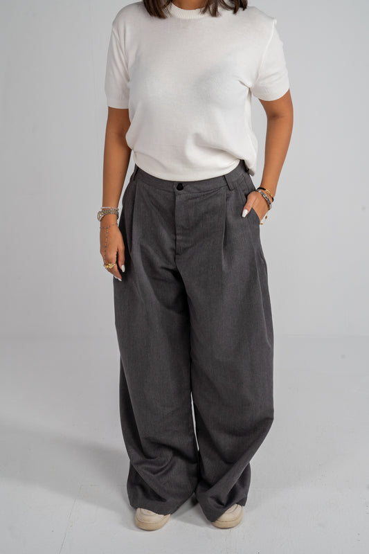 Grey Pleated Pants