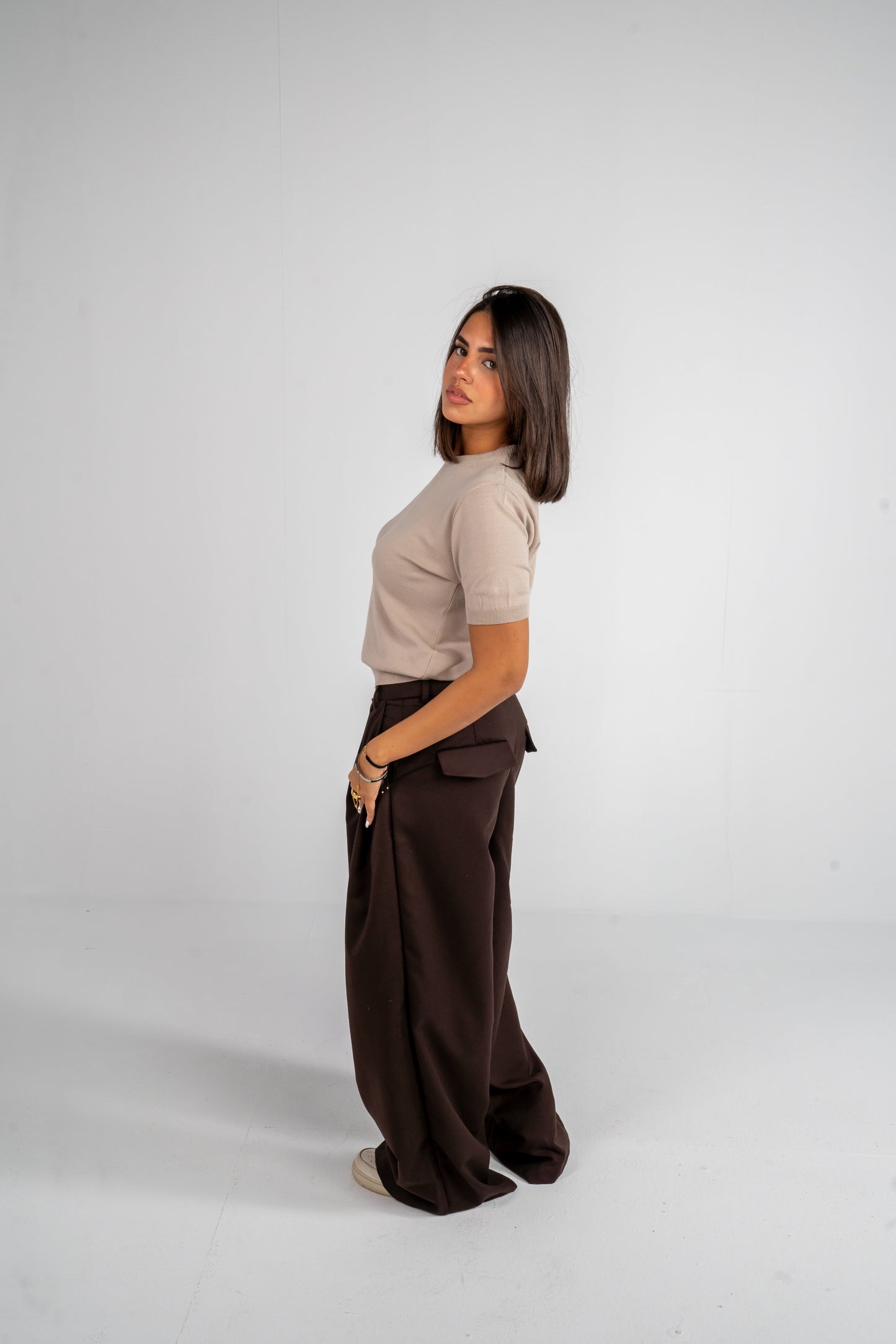 Brown Pleated Pants