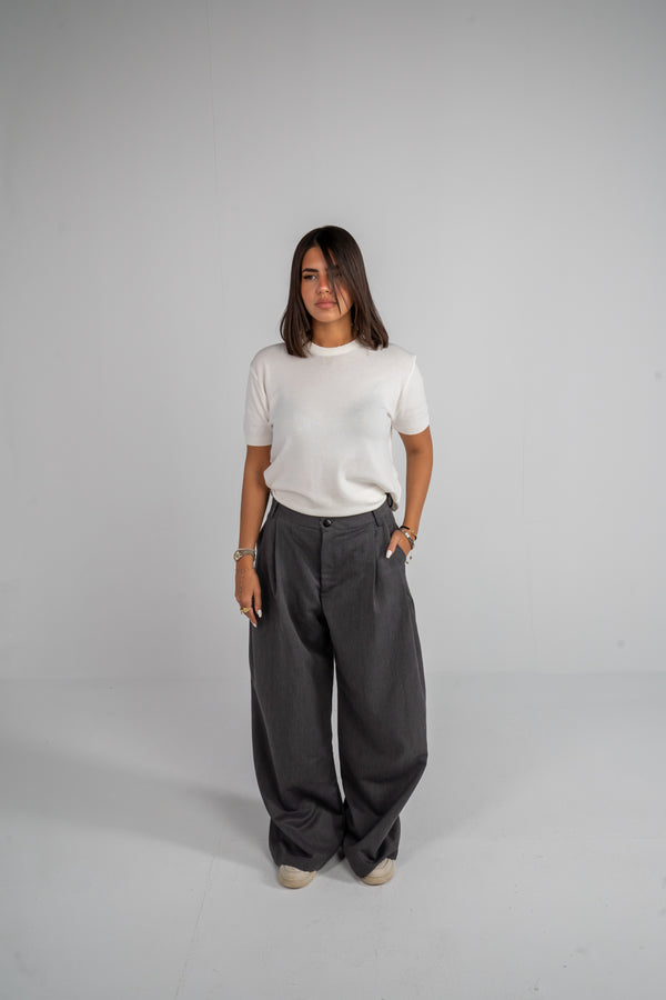Grey Pleated Pants