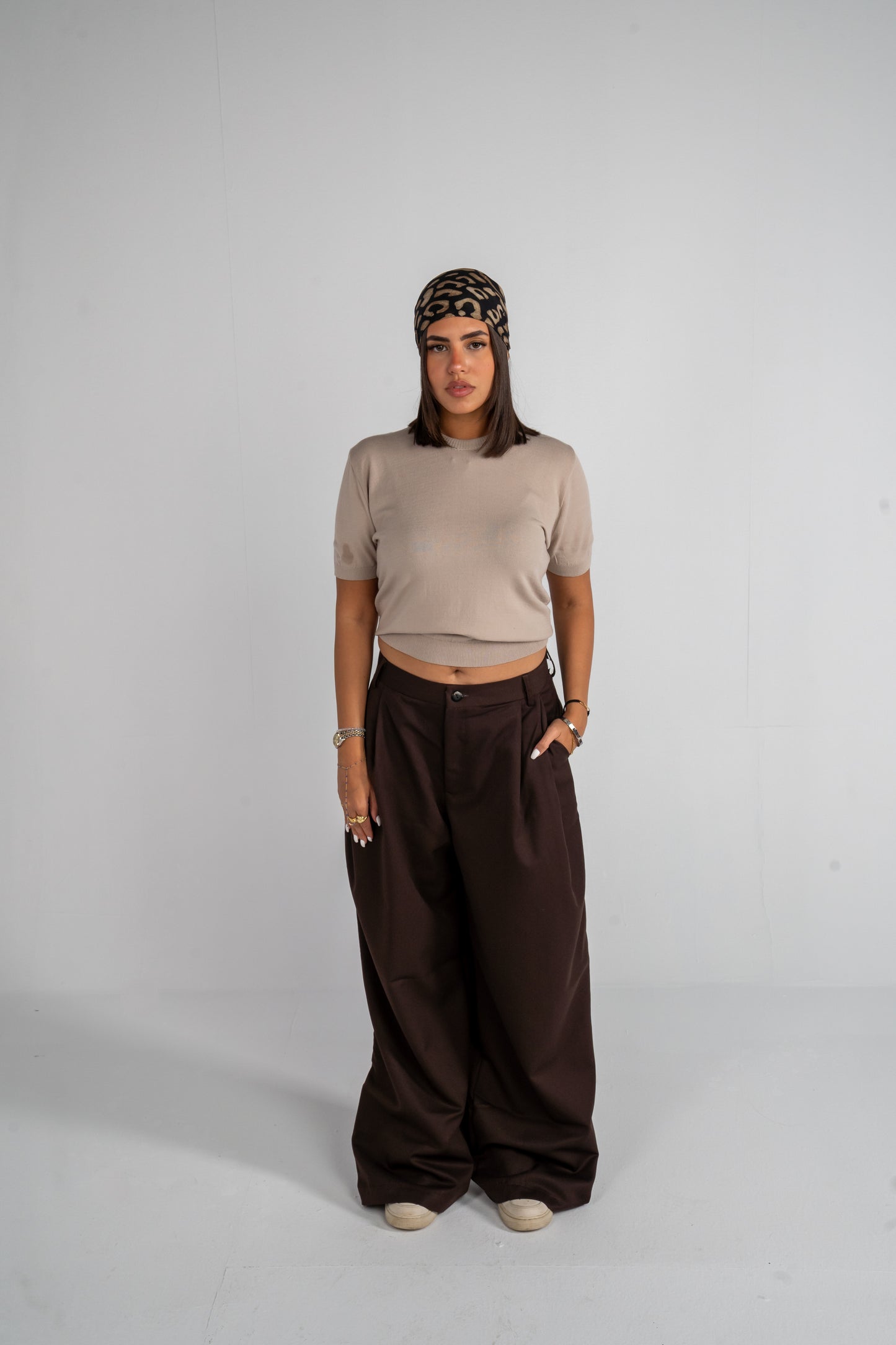 Brown Pleated Pants