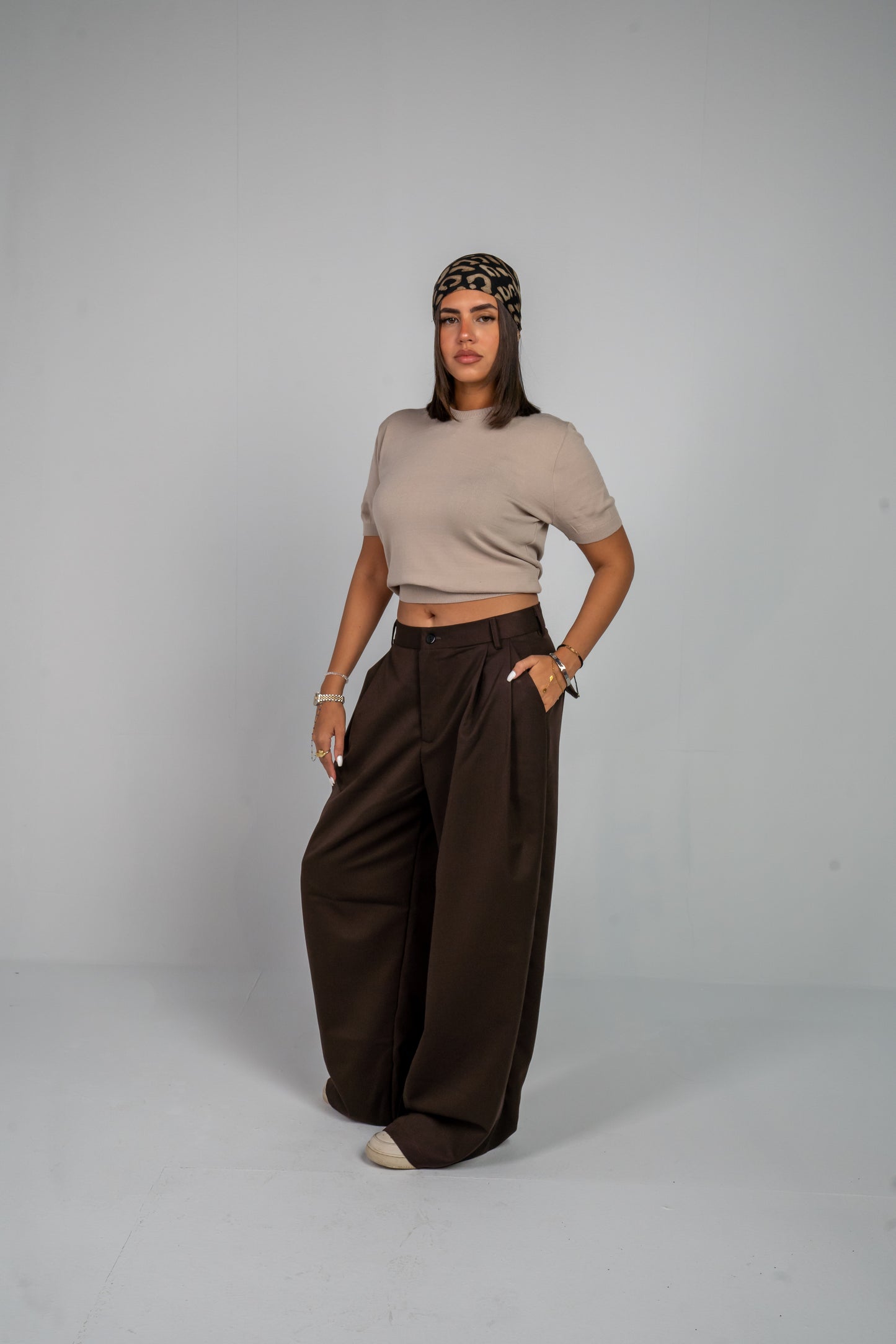 Brown Pleated Pants