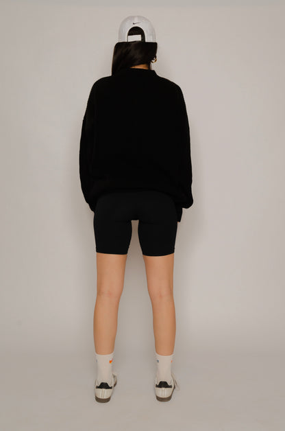 Black Half-Collar Sweater with Zipper