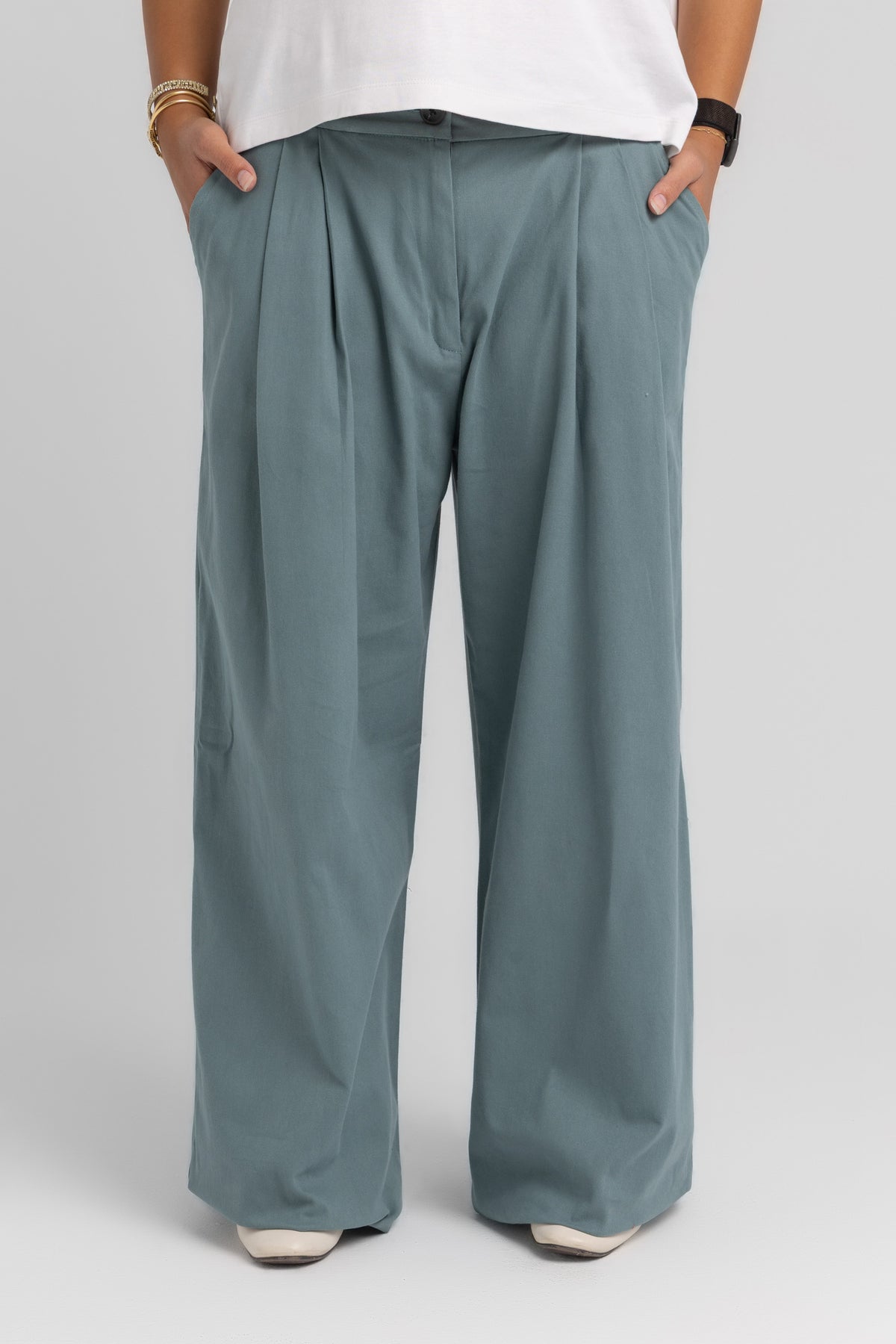 Aqua Pleated Pants