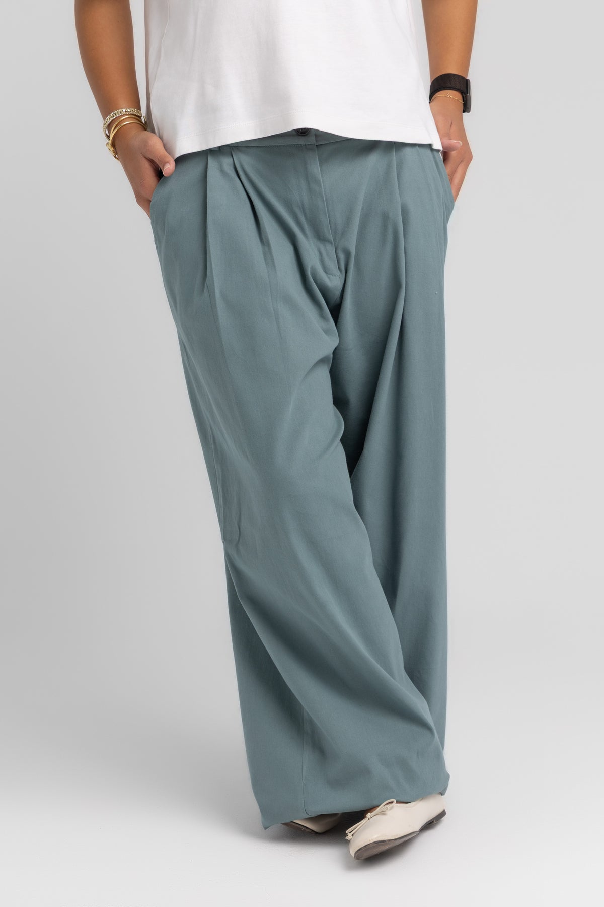 Aqua Pleated Pants
