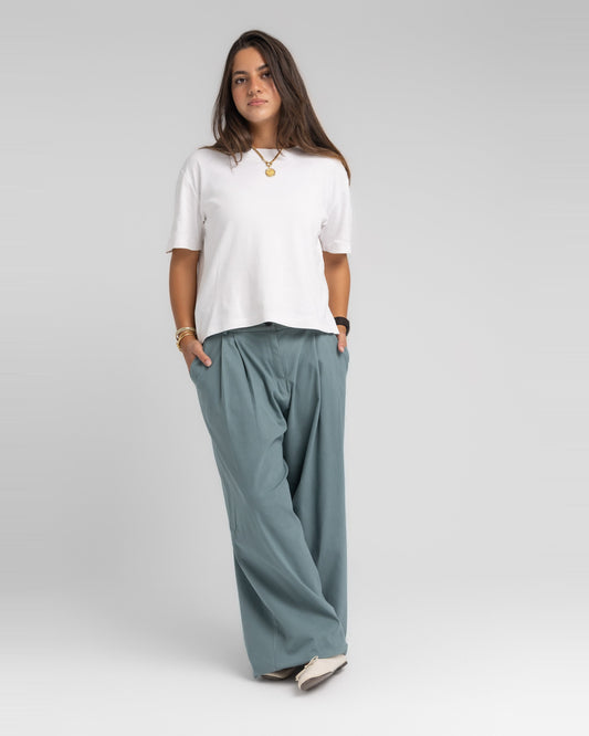 Aqua Pleated Pants