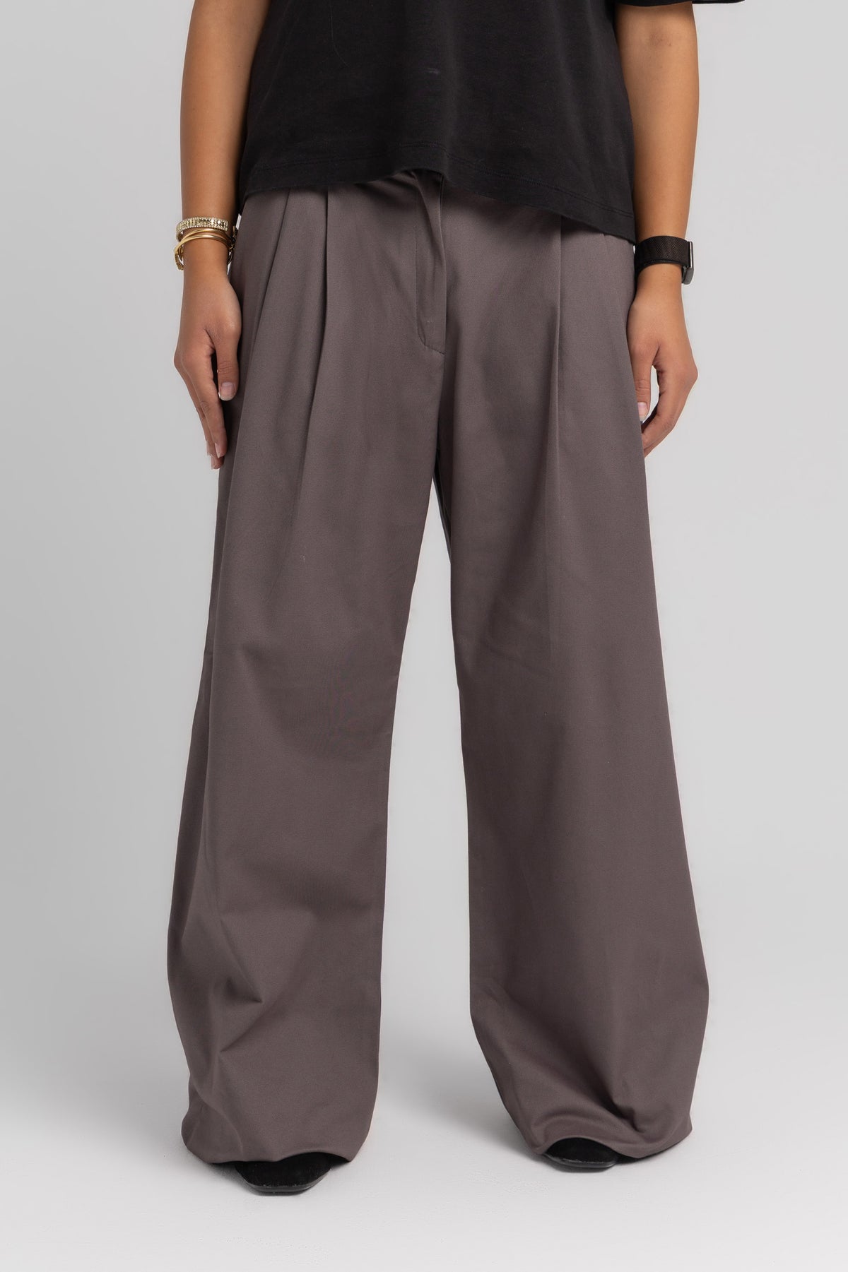 Grey Pleated Pants