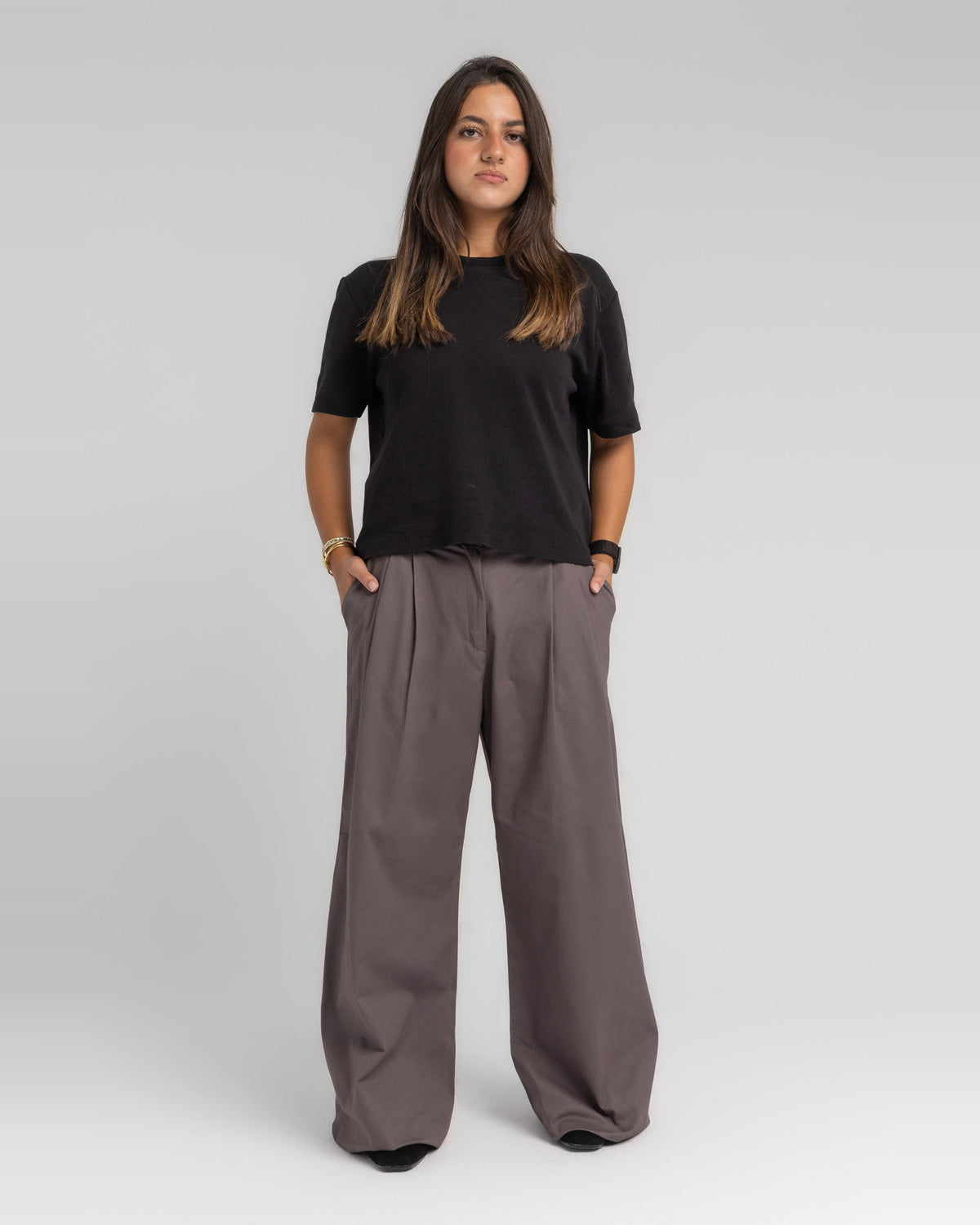 Grey Pleated Pants