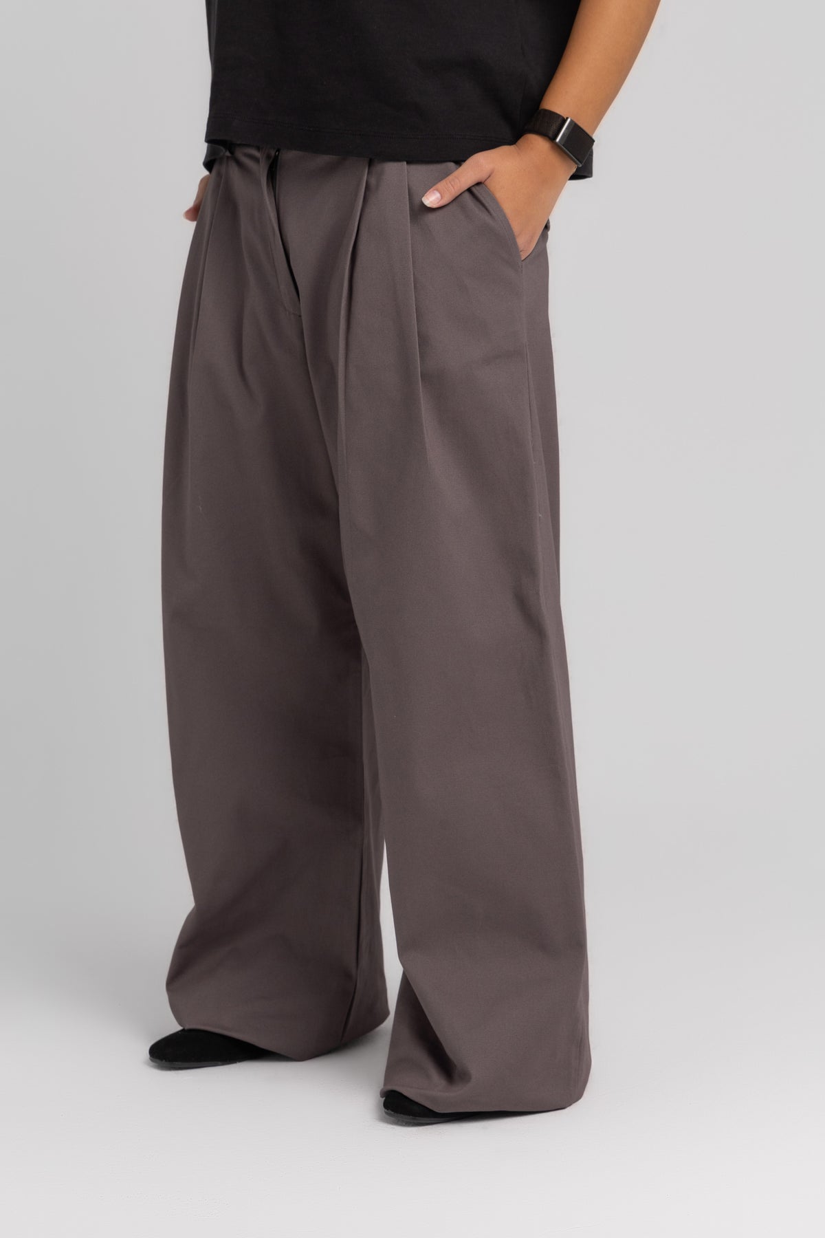 Grey Pleated Pants