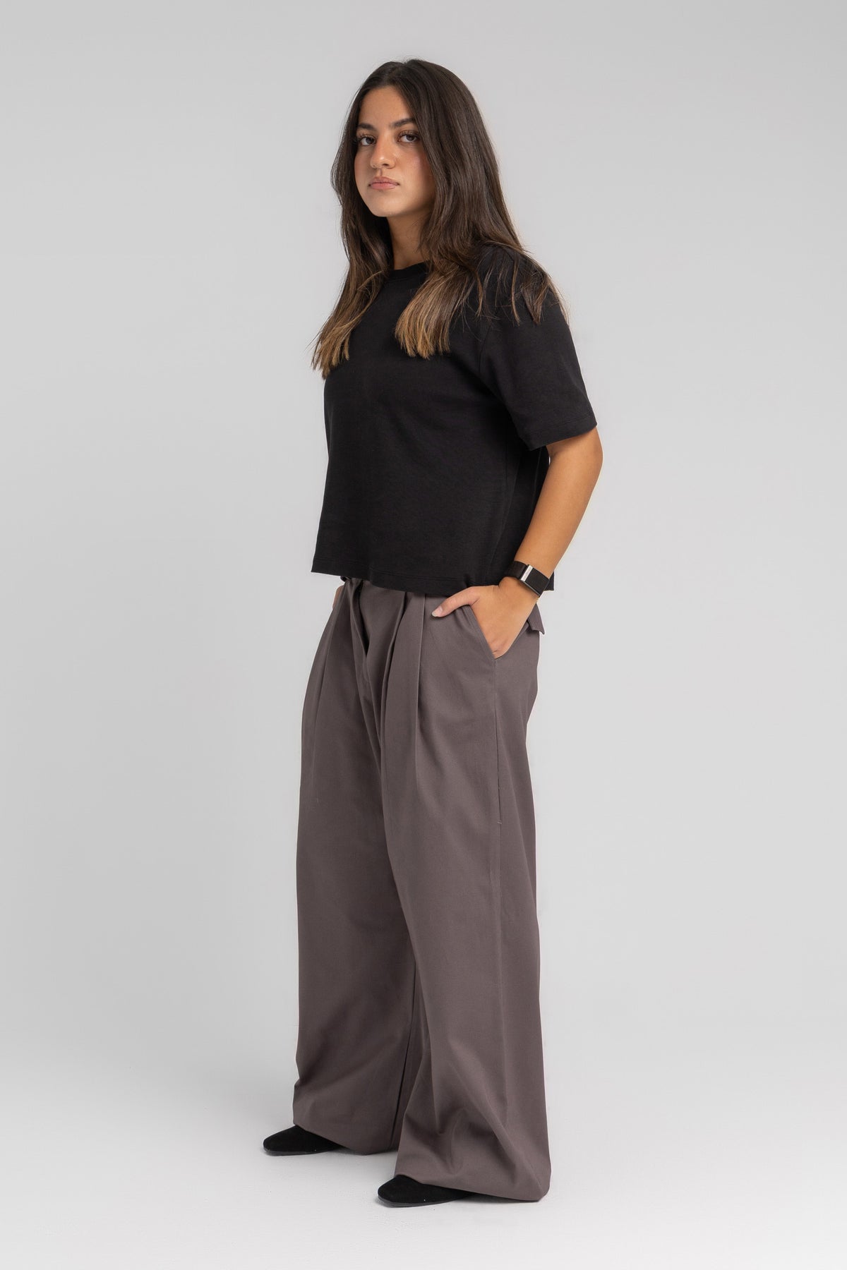 Grey Pleated Pants