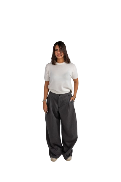 Grey Pleated Pants