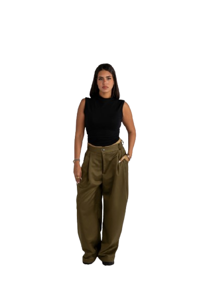 Olive Pleated Pants